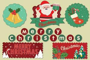 Collection of vintage retro grunge christmas labels, badges. Christmas Decoration vector design elements. Merry Christmas and Happy Holidays wishes.Typographic elements, vintage labels, frames.