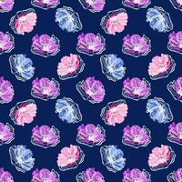 Seamless floral pattern with poppies on a blue background vector