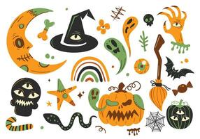 Hand-Drawn Halloween and Spooky Elements Collection vector