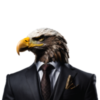 portrait de humanoïde anthropomorphe Aigle portant homme d'affaire costume isolé transparent génératif ai png