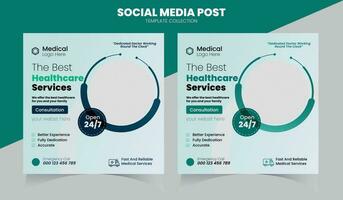 Medical healthcare social media post and web banner template vector