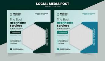 publicación de redes sociales de atención médica médica y plantilla de banner web vector