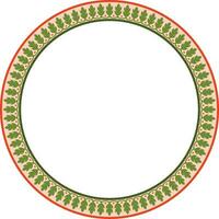Vector round colorful Indian national ornament. Ethnic plant circle, border. Frame, flower ring. Poppies and leaves