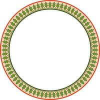 Vector round colorful Indian national ornament. Ethnic plant circle, border. Frame, flower ring. Poppies and leaves