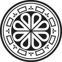 Vector black monochrome round ancient Byzantine ornament. Classical circle of the Eastern Roman Empire, Greece. Pattern motifs of Constantinople