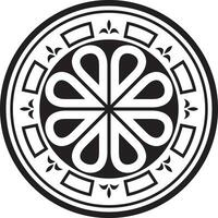 Vector black monochrome round ancient Byzantine ornament. Classical circle of the Eastern Roman Empire, Greece. Pattern motifs of Constantinople