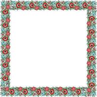 Vector colored square ethnic Russian national ornament. floral slavic pattern, border, frame. Gorodets painting. wreath