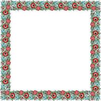 Vector colored square ethnic Russian national ornament. floral slavic pattern, border, frame. Gorodets painting. wreath