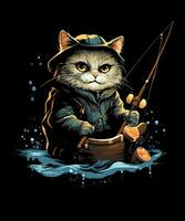 A Beautiful Cat Fishing Black Background photo