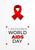 World Aids Day design. Illustration of awareness red ribbon and text for presentation design, background, banner, poster, social media. vector