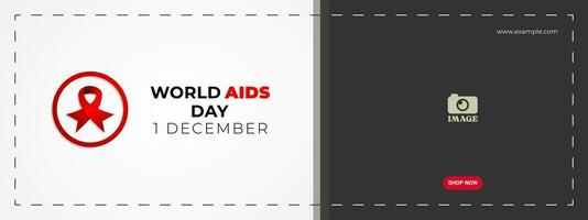 mundo SIDA día diseño. ilustración de conciencia rojo cinta y texto para presentación diseño, fondo, bandera, póster, social medios de comunicación. vector