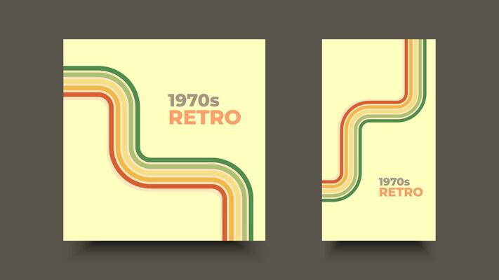 1970s retro wavy line art. Groovy colorful abstract design for background, poster, banner