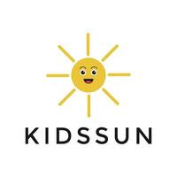 kids sun logo design template vector