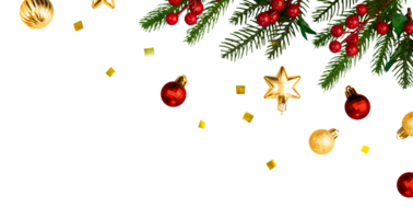 Christmas tree with balls banner decoration png