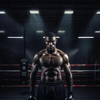 Underneath the Boxing Ring Lights - A Story of Strength and Determinity AI Generative photo