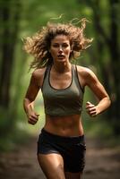 Forest Sprint - Capturing the Runner's Willpower Amidst Nature photo