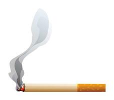 Burning cigarette with smoke vector isolated illustration