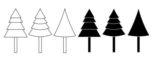 Christmas tree icon set isolated on white background vector