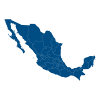 Map of Mexico with administrative regions in blue. Mexican map regions. png