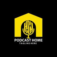 podcast home entertaiment  logo design vector