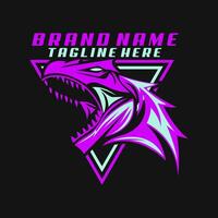 head dinosaur e sport logo design vector