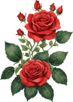 vermelho rosa flor ilustração com ai generativo png