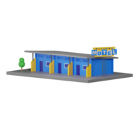 3D render of a blue motel png