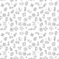 Microbes vector Bioengineering concept outline seamless pattern