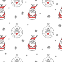 Christmas Seamless pattern with Santa Claus, ball png