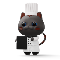 schattig kat chef vervelend chef uniform, dier voedsel, 3d renderen png