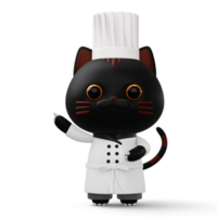 fofa gato chefe de cozinha vestindo chefe de cozinha uniforme, animal comida, 3d Renderização png