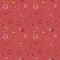 Microorganisms Microbiology Science concept red vector seamless pattern