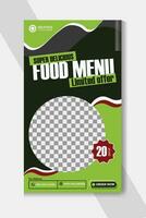 Super delicious fast food social media post template. food social media stories template design. food promotional offers social media story design vector