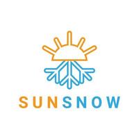 Hot and cold symbol. Sun and snowflake all season concept logo. Vector