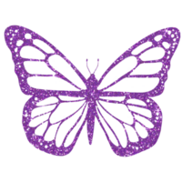 púrpura mariposa Brillantina en transparente antecedentes. mariposa icono.diseño para decoración, fondo, fondo de pantalla, ilustración png