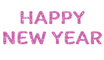 Pink glitter text happy new year.HAPPY NEW YEAR. Design for decorating, background, wallpaper, illustration. png