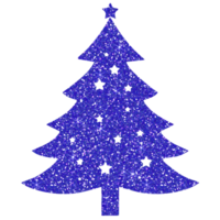 Dark blue christmas tree glitter on transparent background. Christmas icon. png