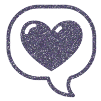 Gray Glitter Heart in speech bubble on transparent background. Message bubble with heart. Design for decorating,background, wallpaper, illustration. png