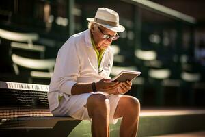 Modern Aging - How Today's Seniors Seamlessly Blend into the Digital World and Stay Active AI Generative photo