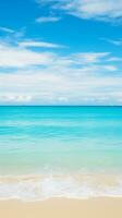 Serene beach landscape with ample space in sky and waters AI Generative photo