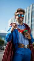 Coffee, Cityscape, Costume - The Casual Morning of an Off-Duty Hero AI Generative photo