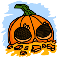 halloween pumpa huvud tecknad serie illustration för sublimering design png