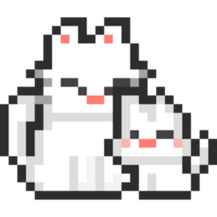 Pixel art mother cat and kitty cat character png