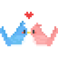 Pixel art kissing bird couple character png