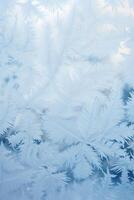 Frost Patterns on a Window Depicting Ice Crystals, Conveying a Winter Feel, Perfect for Holiday Greetings AI Generative photo