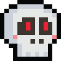 Pixel art cartoon funny skull head icon png