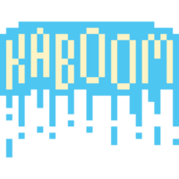 Pixel art blue firework kaboom text png