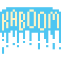 pixel konst blå fyrverkeri kaboom text png