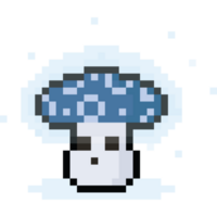 Pixel art glowing mushroom character png