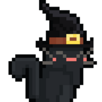 pixel konst häxa svart katt karaktär png